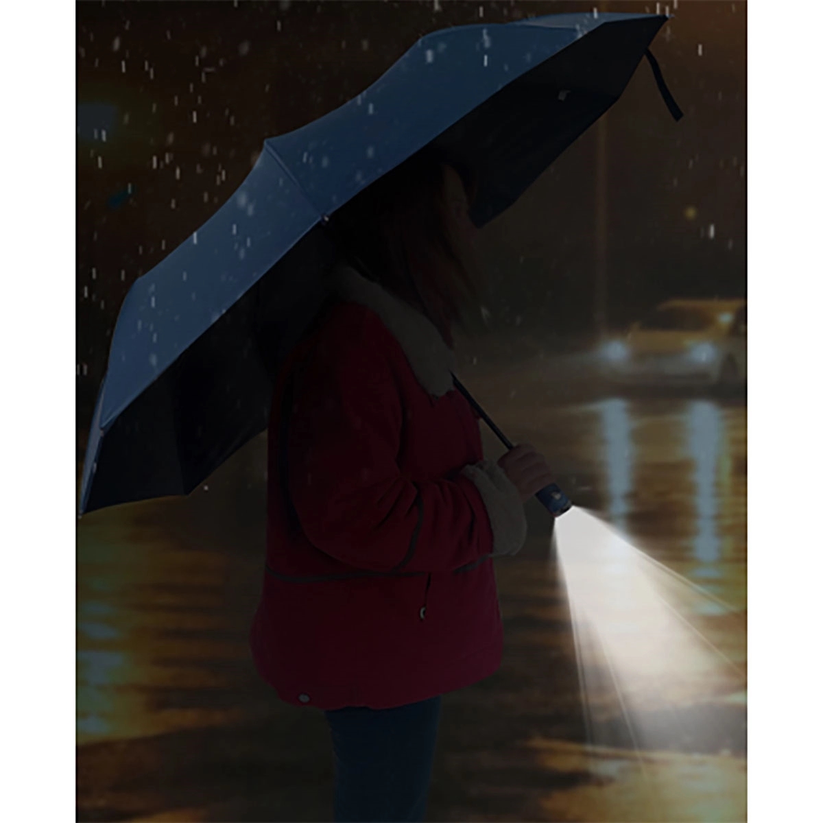 Auto Compact Umbrella With Flashlight 7