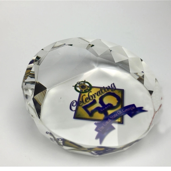 Crystal Round Slanted Paperweight 3