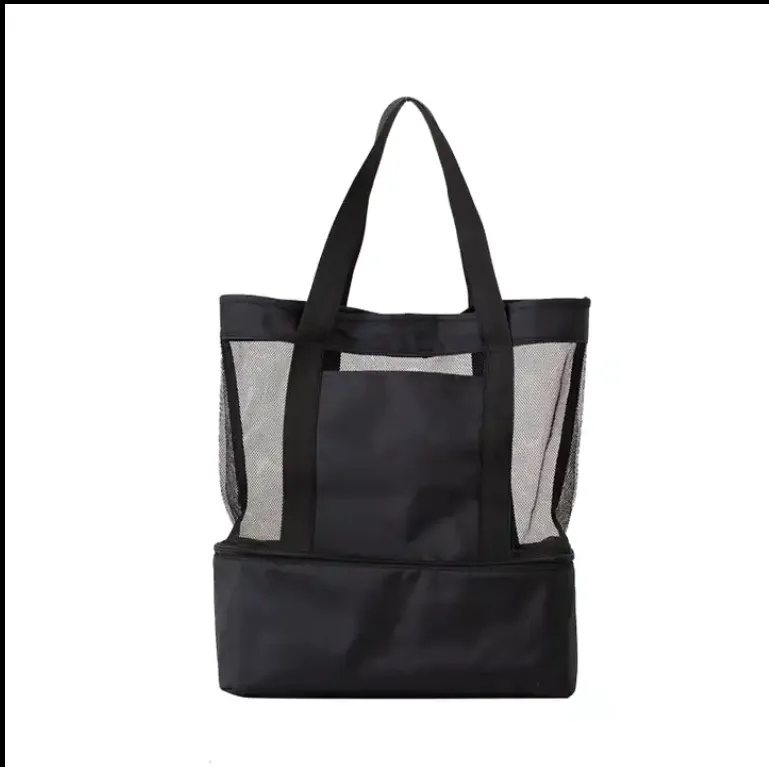 2 Layers Cooler Mesh Beach Shopping Tote Bag 3