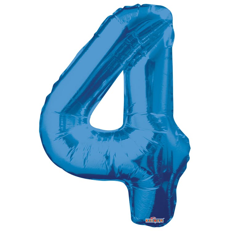Mylar Number 4 Balloons - Blue 34" 2