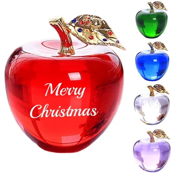 Christmas Crystal Red Apple Paperweight 3