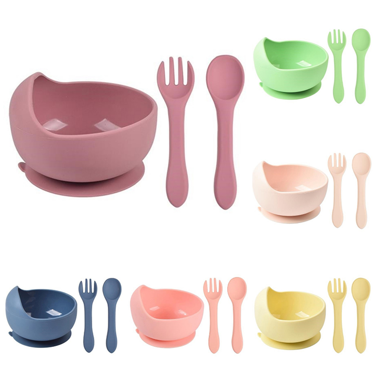 Silicone Suction Bowls for Baby with Spoon and Fork 3