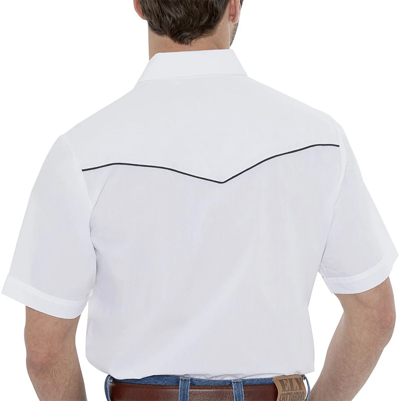 ELY Men's Short Sleeve Solid Western Shirt with Contrast Piping 3