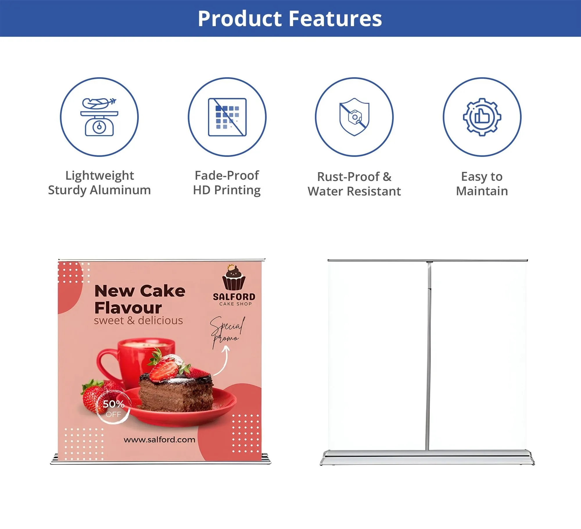 Silverstep Tabletop 36'' Retractable Banner Stand with light 2