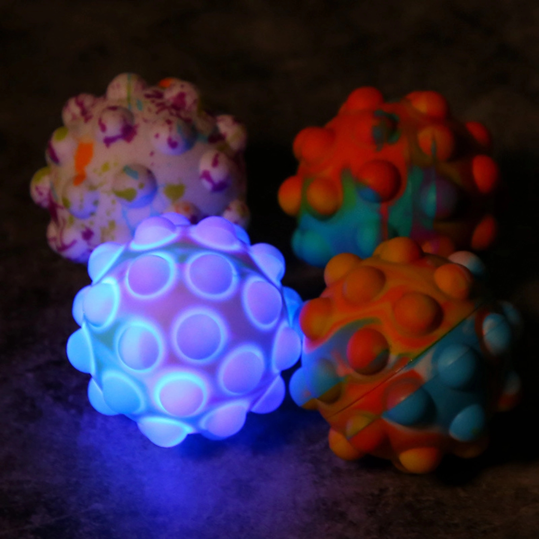 Flashing Silicone Ball Sensory Rainbow Stress Relief Toy 2