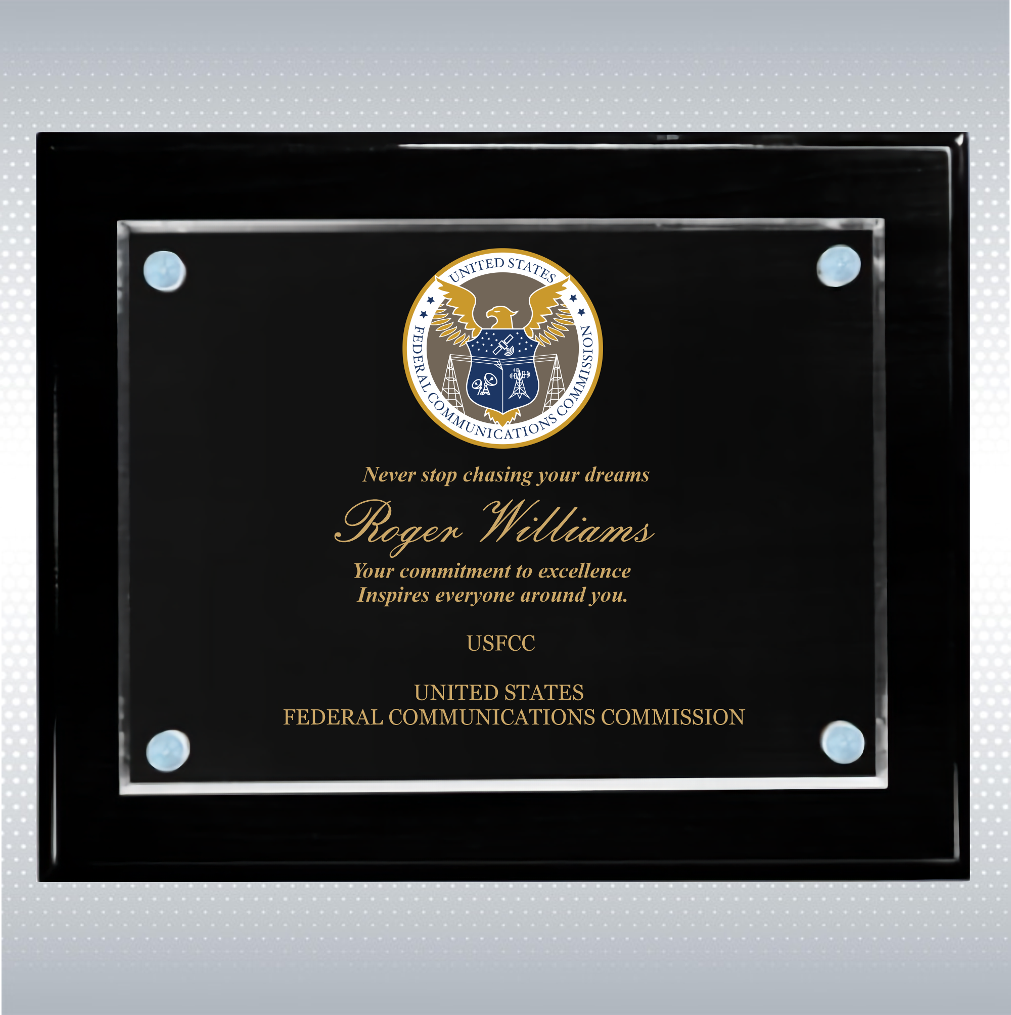 Black Piano Finish Wood Plaque w/Acrylic Plate (10.5" x 13") 13