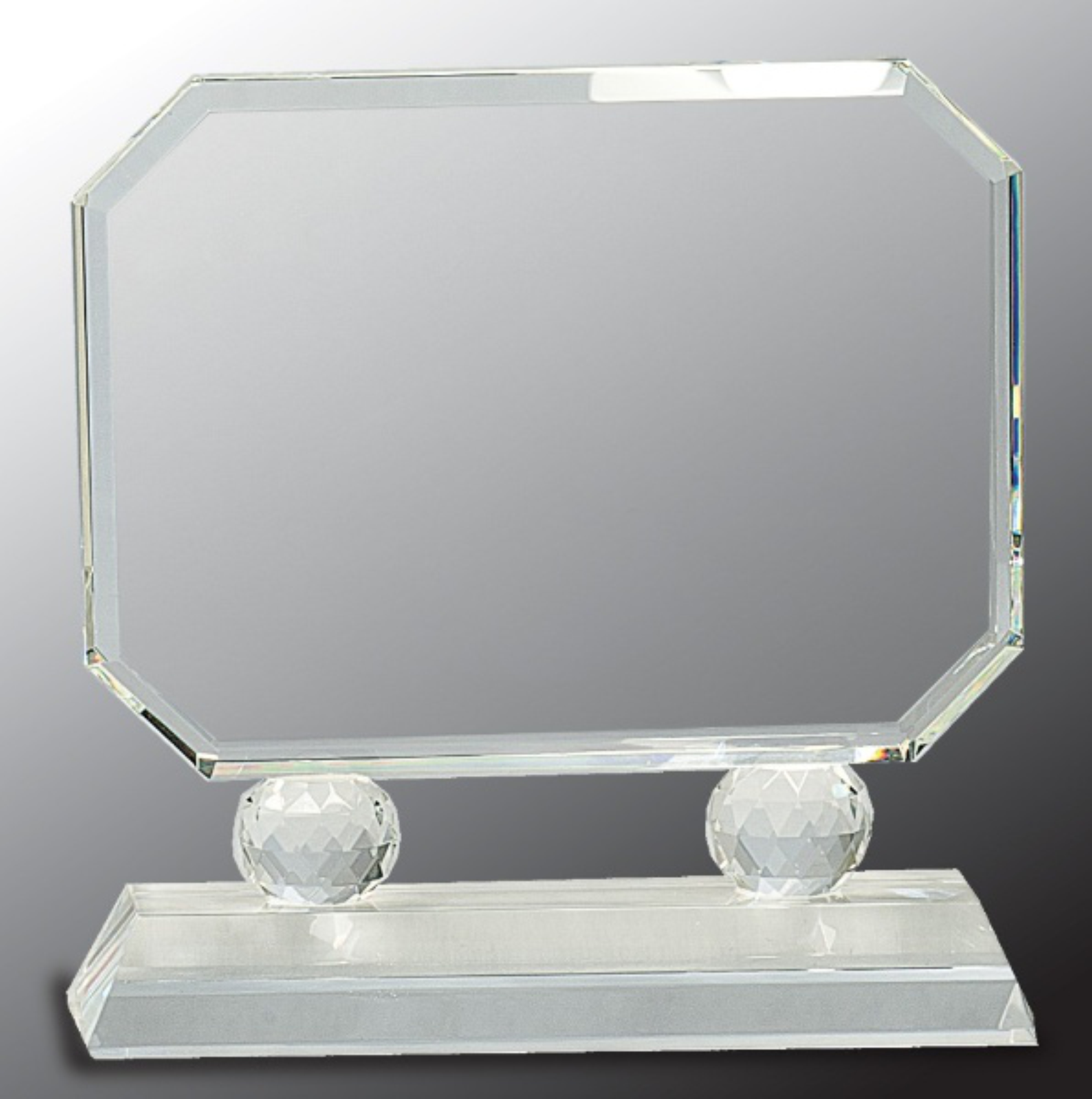 7" Rectangle Crystal Award on Clear Pedestal Base 3