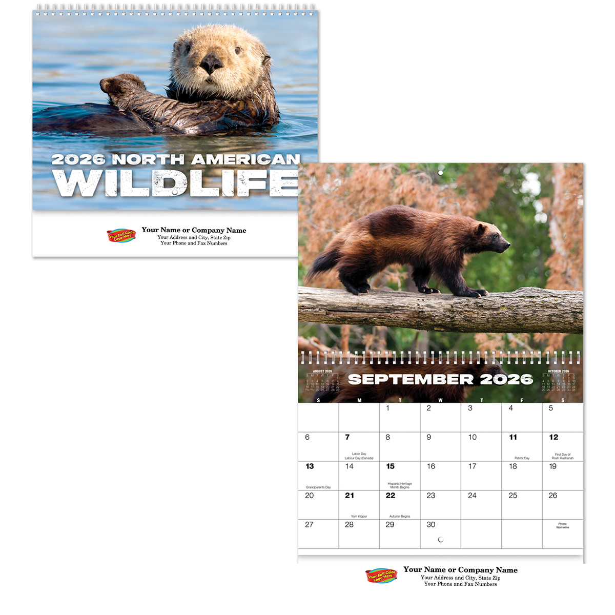 Full Color Wildlife Spiral Wall Calendar