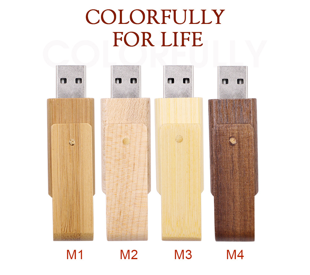 360 Degree Rotatable Wooden USB 16GB Thumb Flash Drive for Date Storage 10