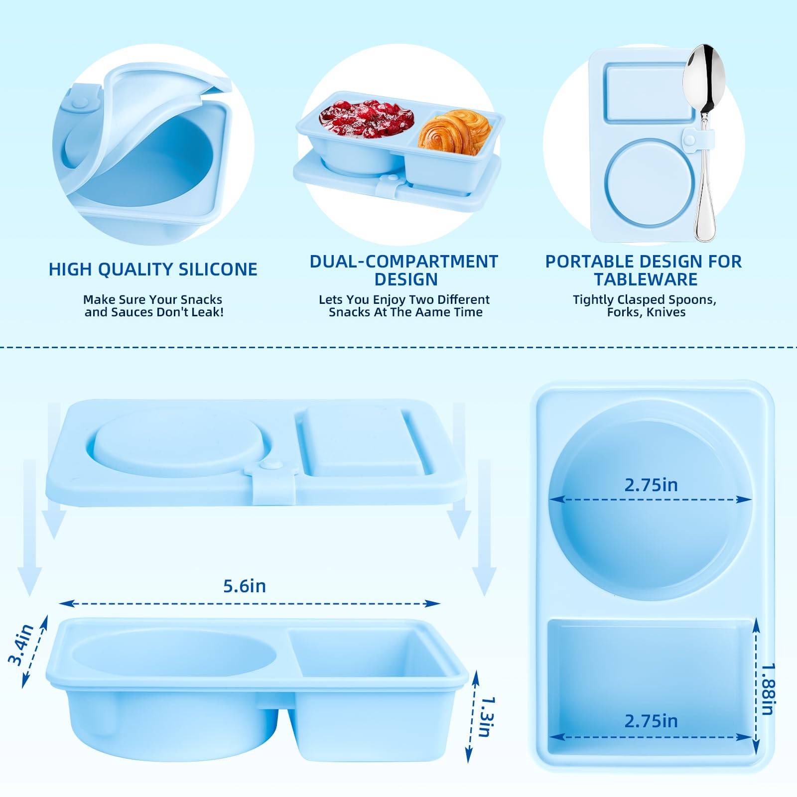 Leakproof Silicone Food Storage Box – Portable & Compartment 3