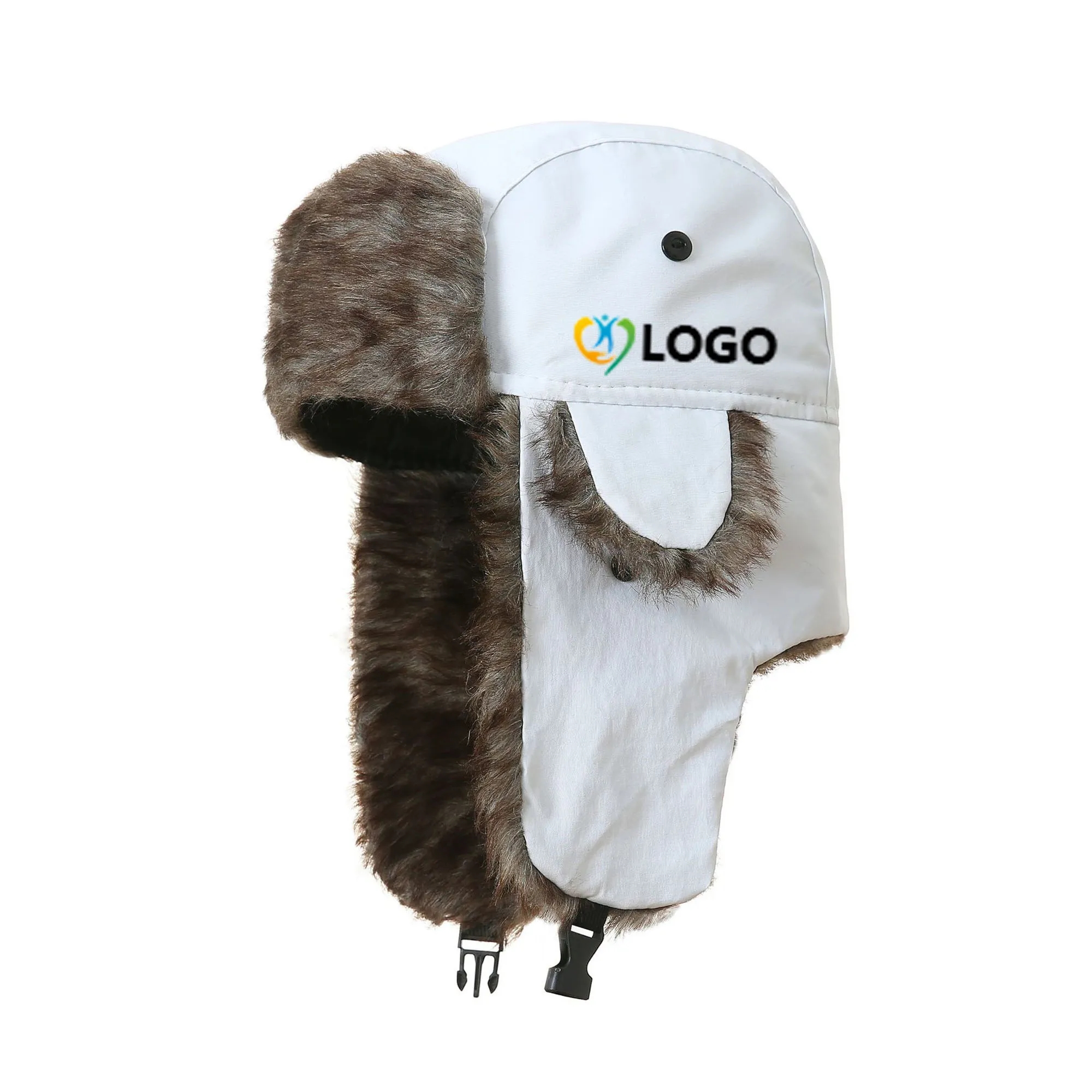 Winter Hat with Brim Warm Earflaps Faux Fur Cap 1