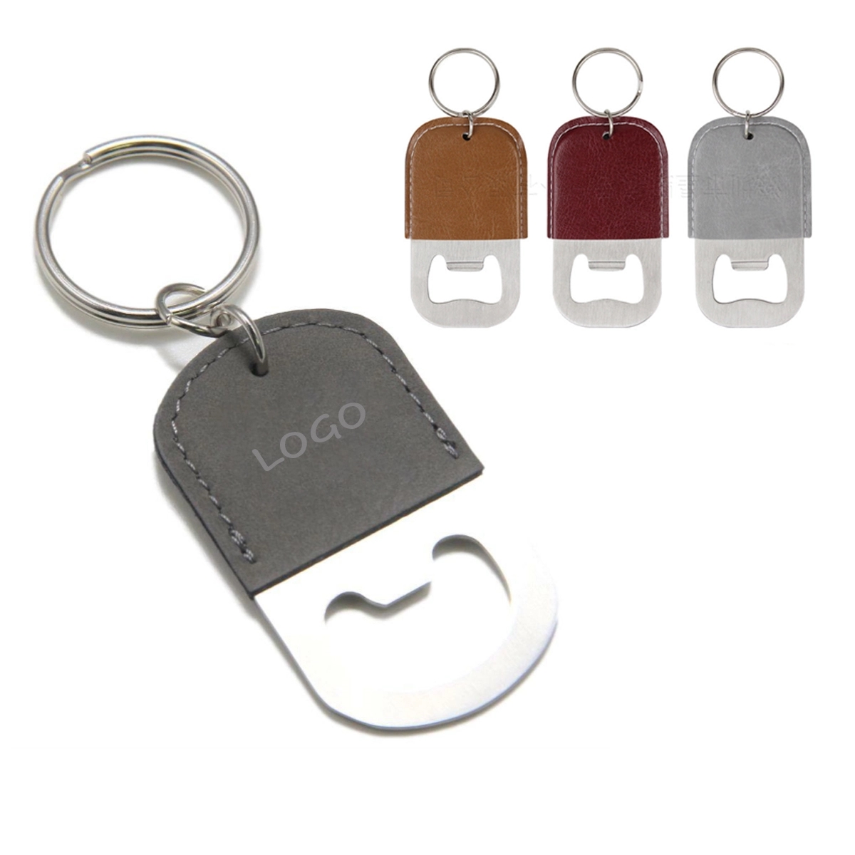 Leatherette Bottle Opener Key Ring 3