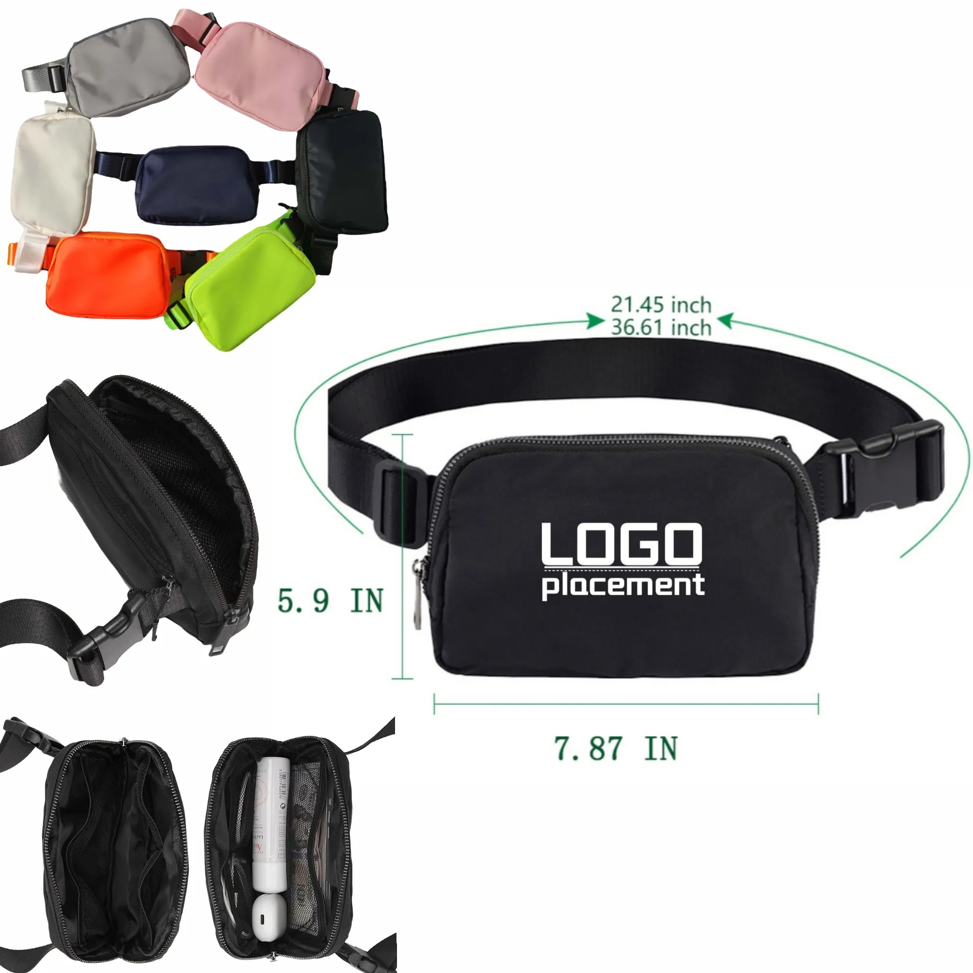 Men's Nylon Running Waist Bag, Waterproof Crossbody Phone Ba 4
