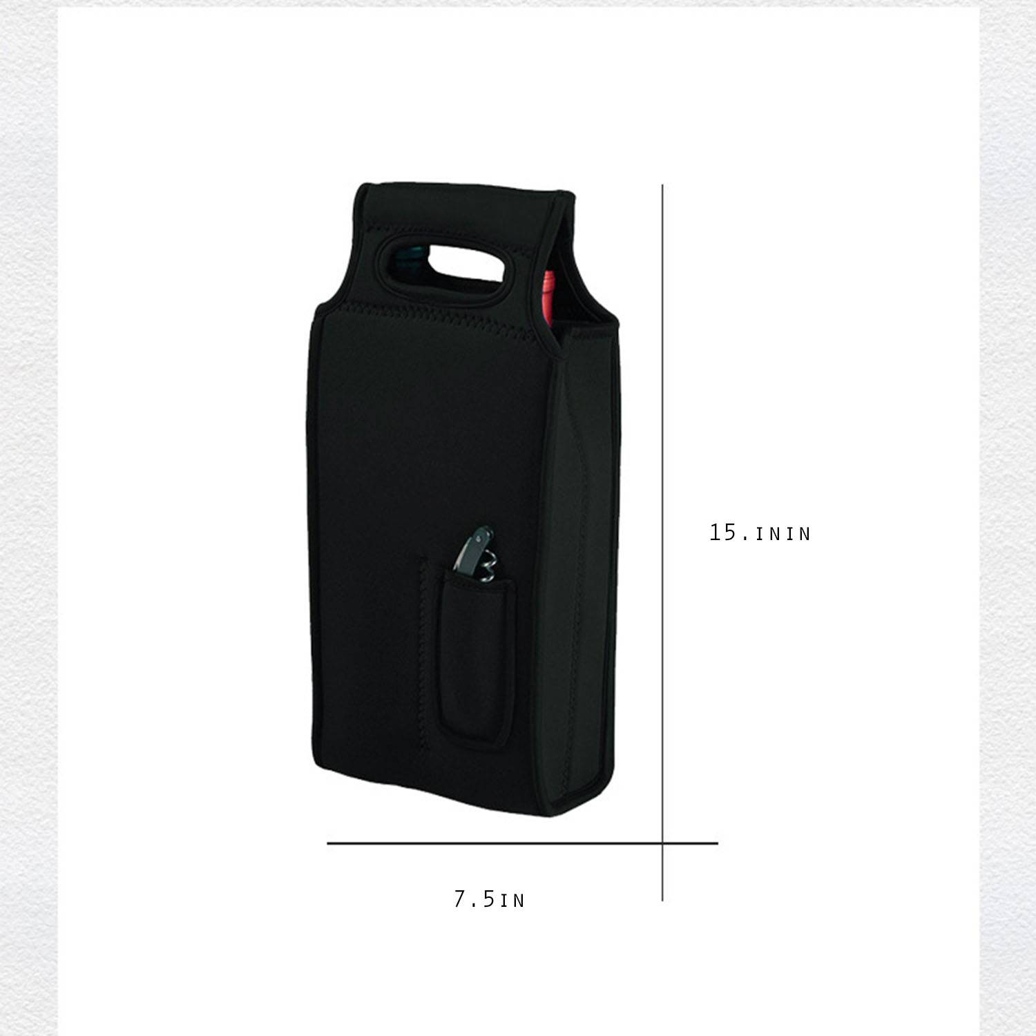 2 Pack Neoprene Beer Carrier Wine Bottle Holder W/ Pouch 3