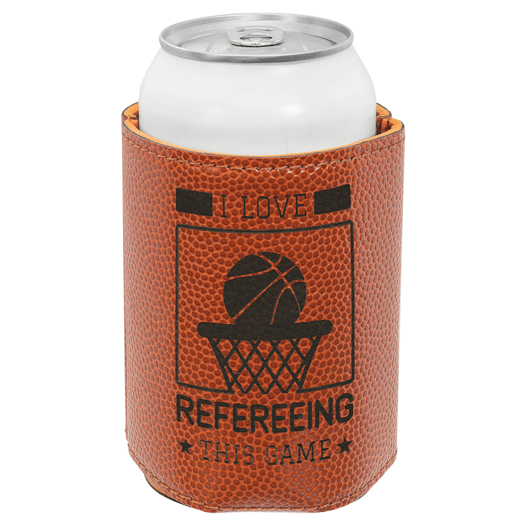 3 3/4" Basketball Leatherette Beverage Holder 1