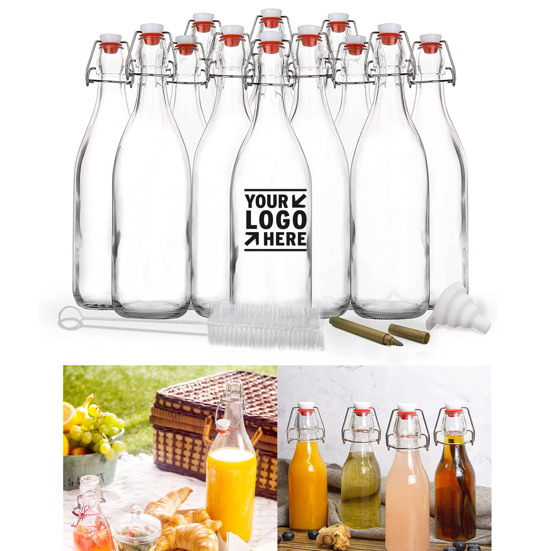 8 oz Glass Bottle with Airtight Swing Top Stopper 2