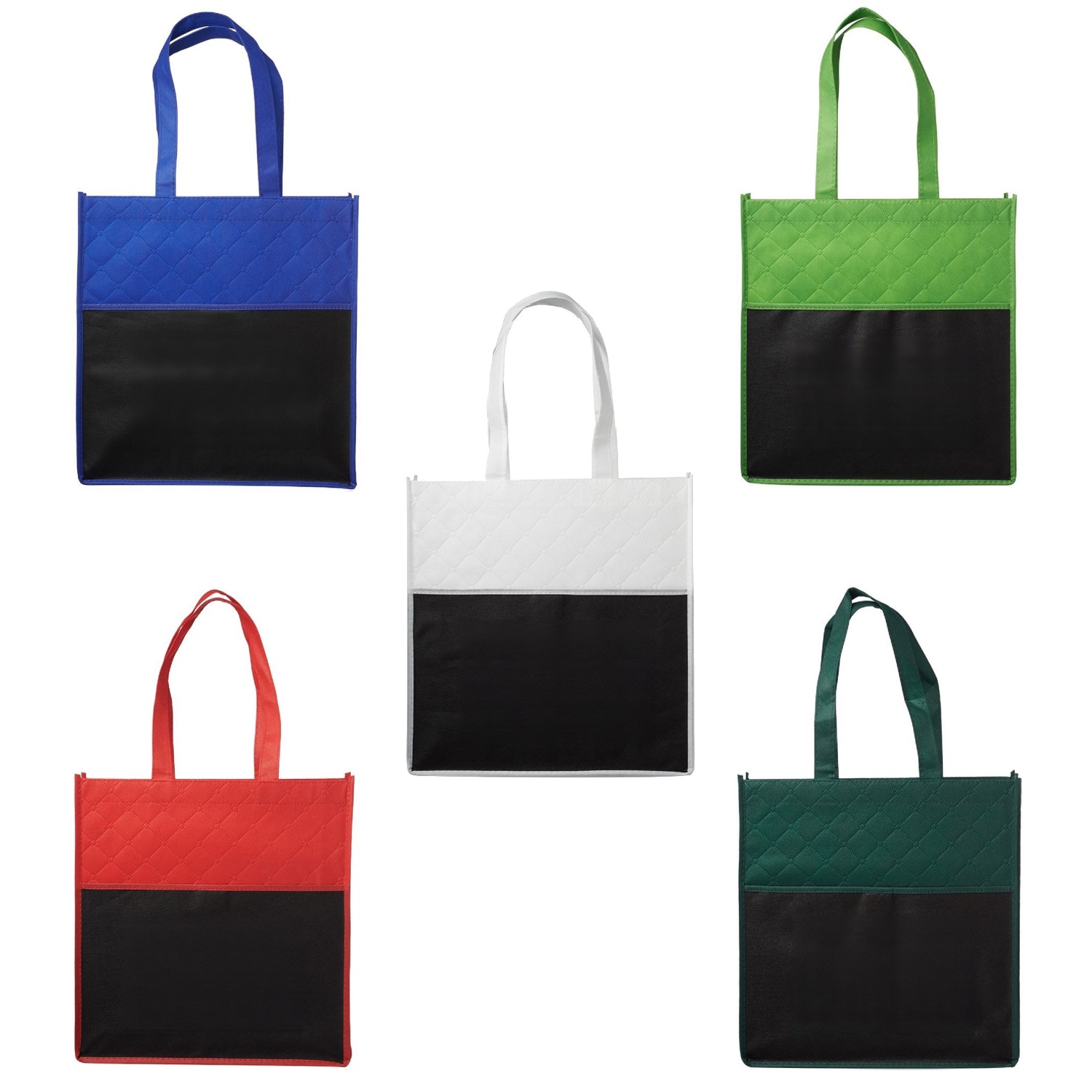 Two Tone Quilted Pocket Tote Bag 7