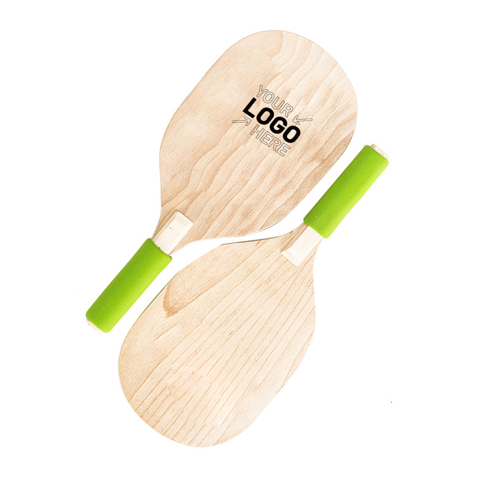 Set of 2 Wood Badminton Paddles Beach Tennis Racket 2