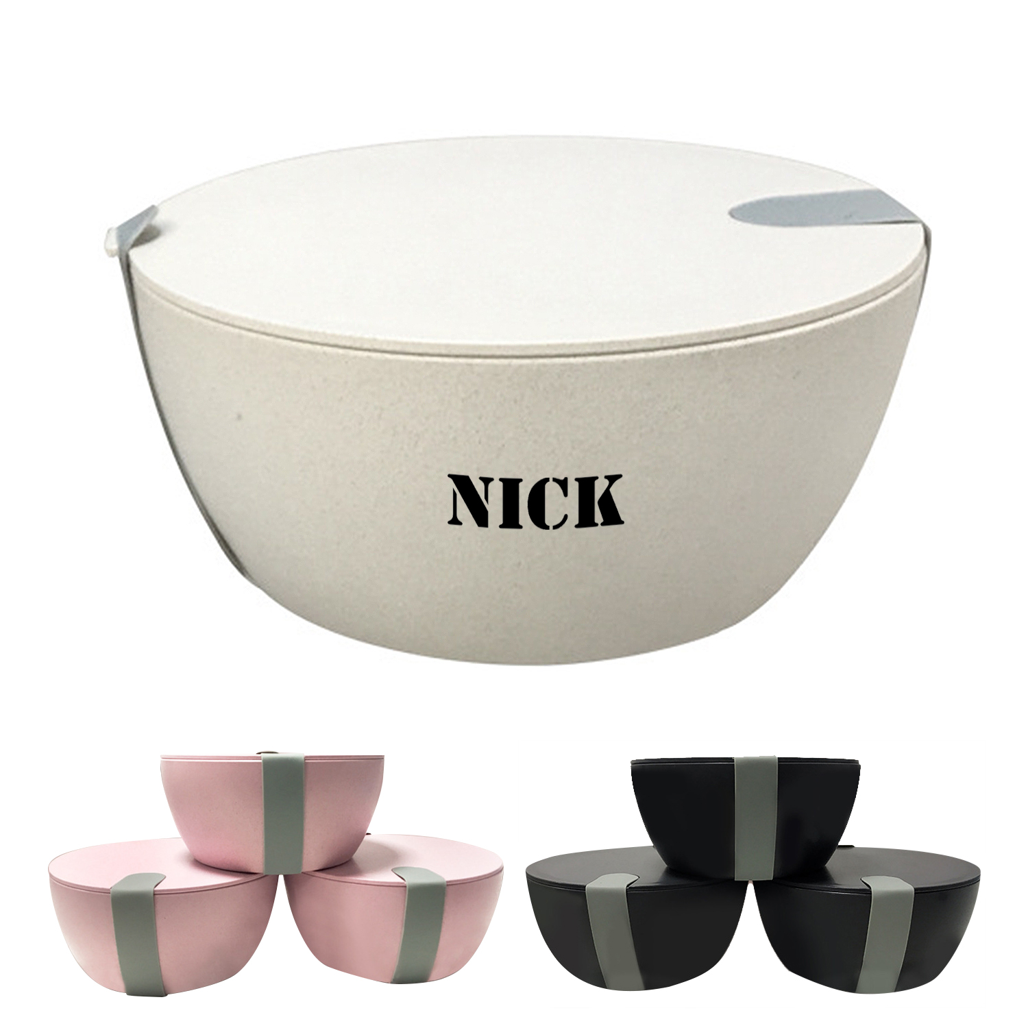 Straw Salad Bowl with Lid Customized Biodegradable 1