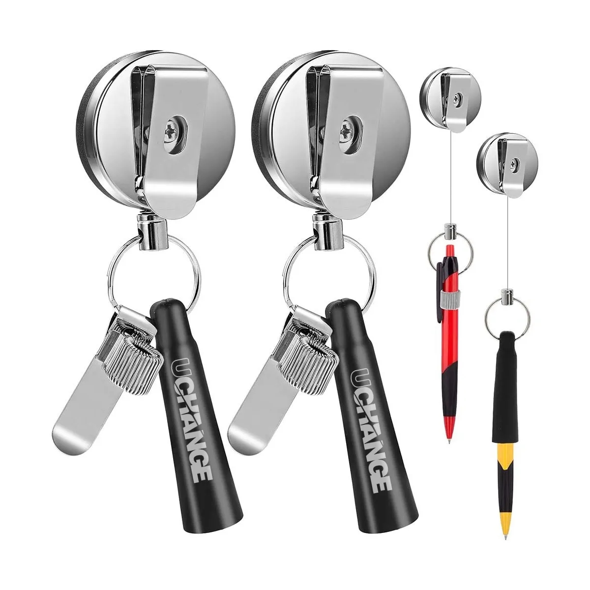 Retractable Badge Reel with Key Ring & Clip 2
