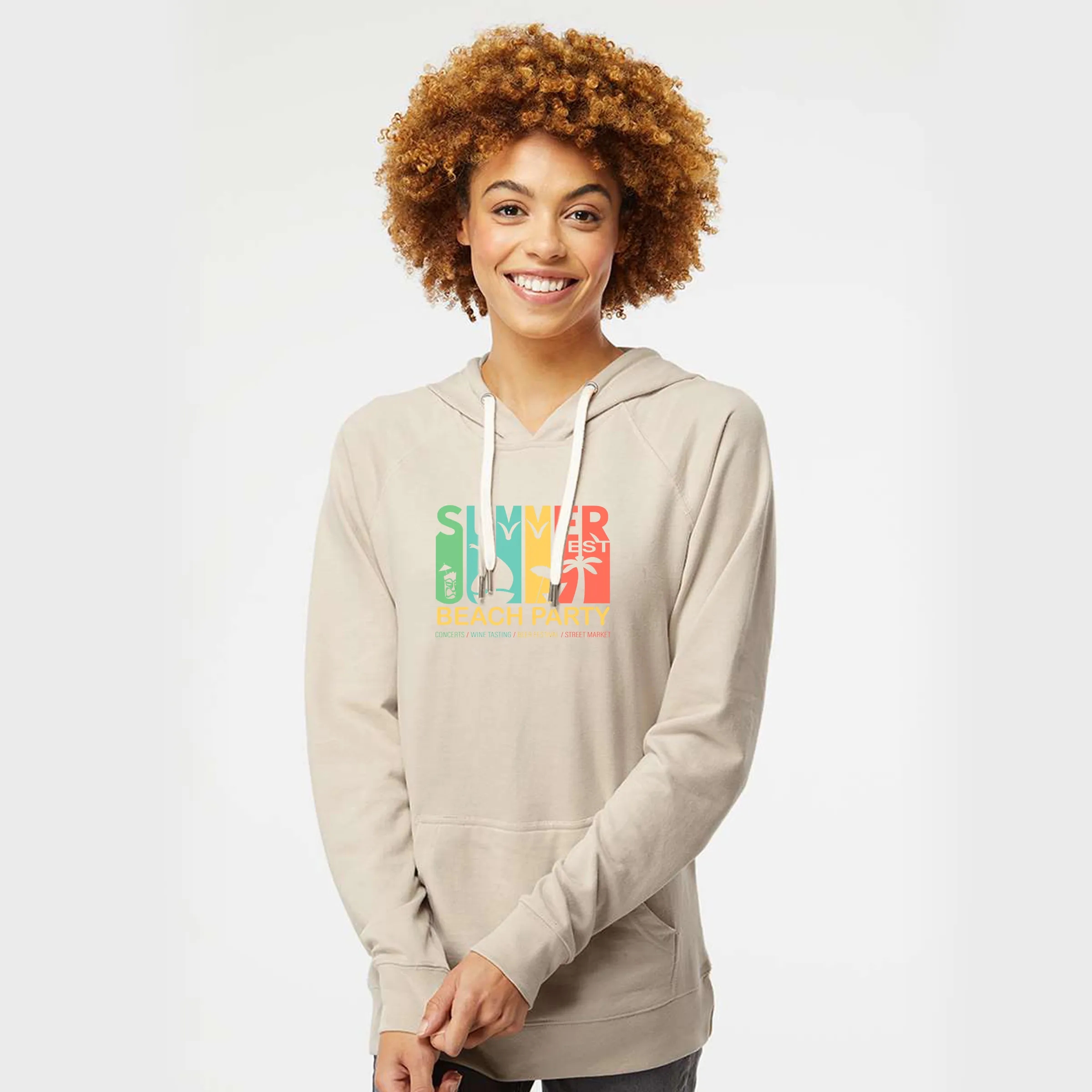 Unisex Lightweight Loopback Terry Hooded Pullover 19