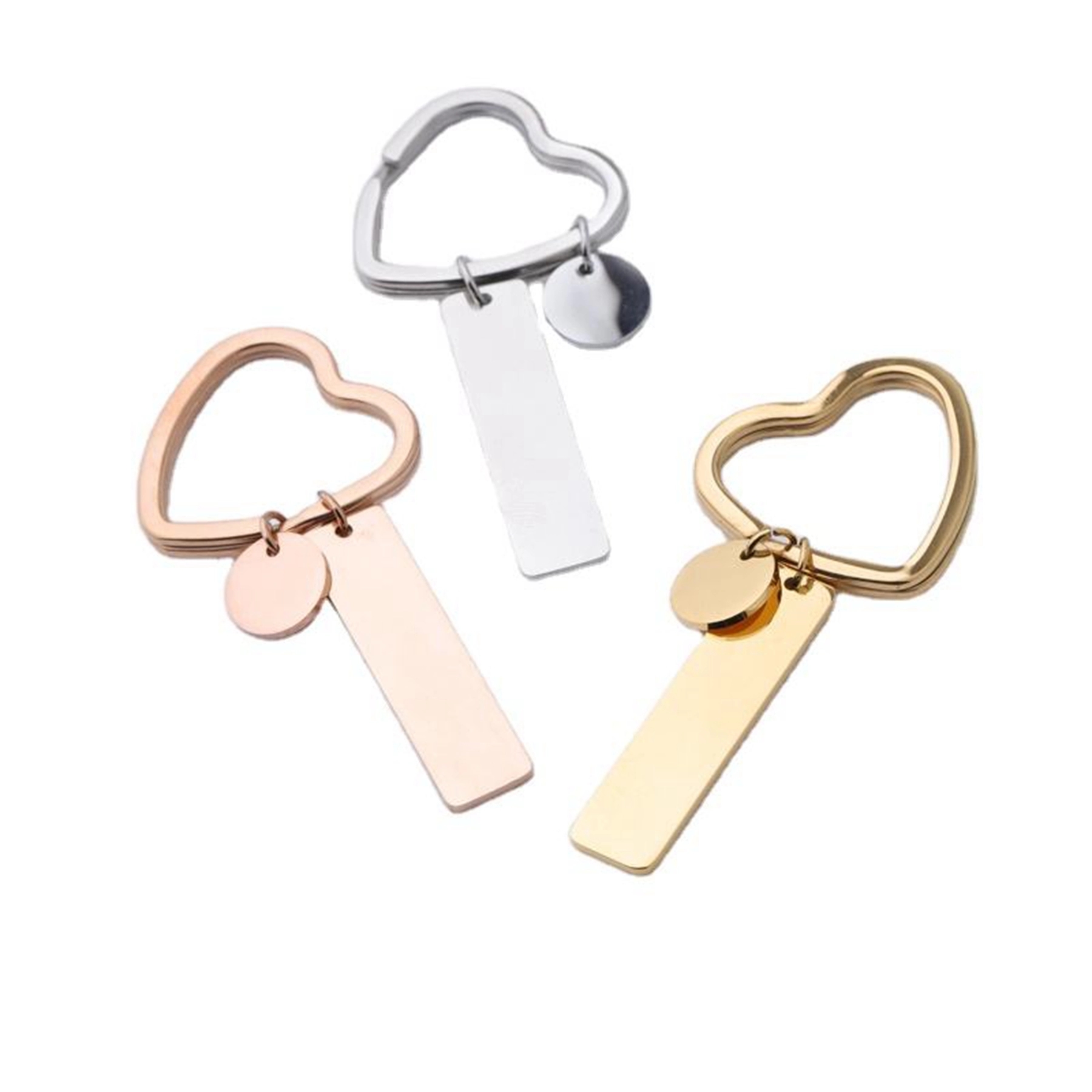 Stainless Steel Heart Shape Key Ring Pendant 2