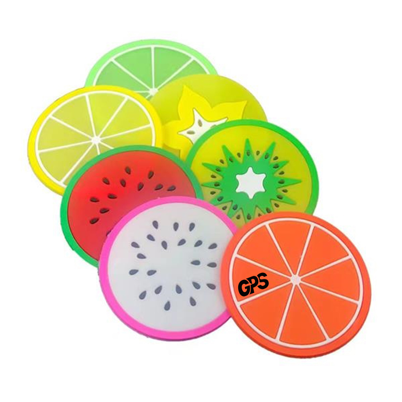 3 3/8 " Colorful Fruit Silicone Drinks Coasters 4