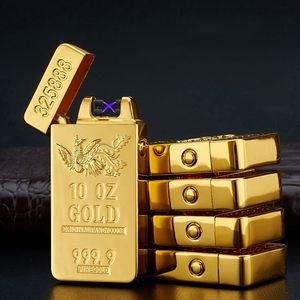 Exquisite Gold Break Shaped Dual E Arc Lighter With Phoenix Mark 23