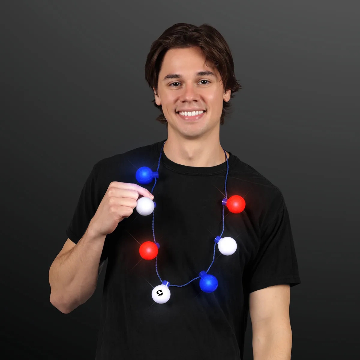 Red White & Blue Light Globes Necklace 2
