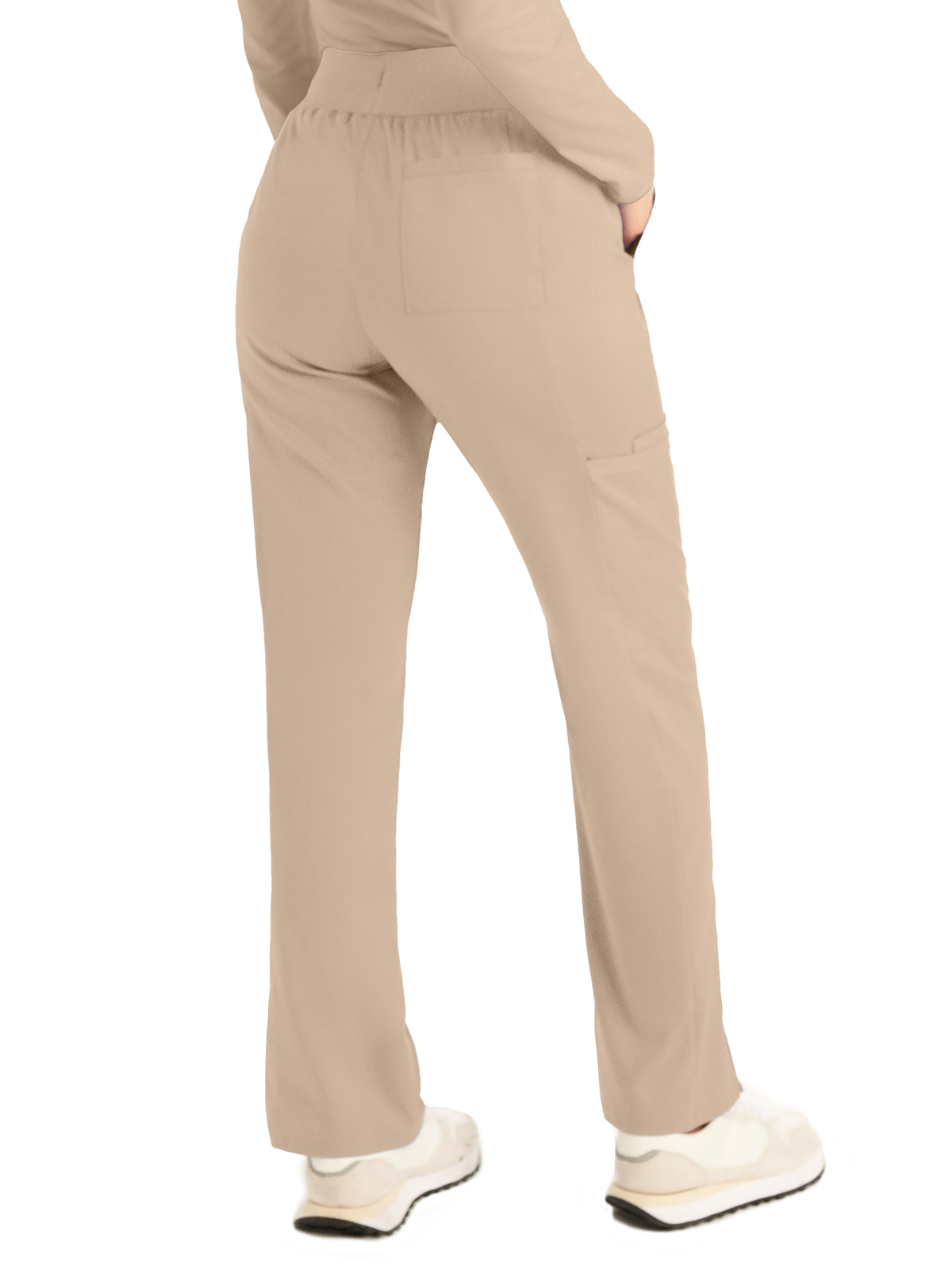 Landau - ProFlex - Women's Five-Pocket Mid-Rise Rib-Knit Elastic Waist Straight Leg Pant 50