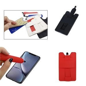 Silicone Cell Phone Wallet With Stylus Stand And Adhesive Back For Cards 8