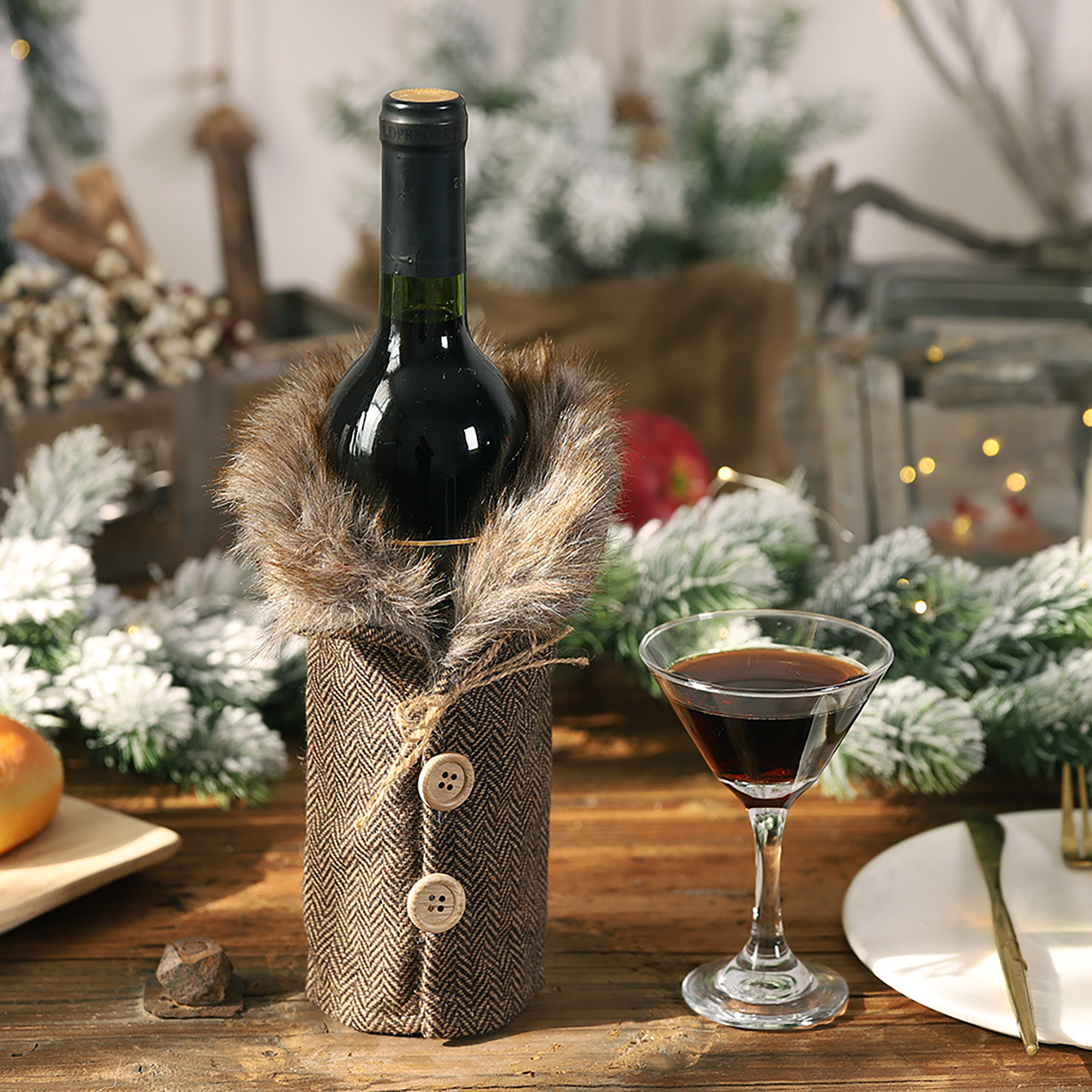 Soft Fabric Wine Bottle Cover for Festive Decoration 2