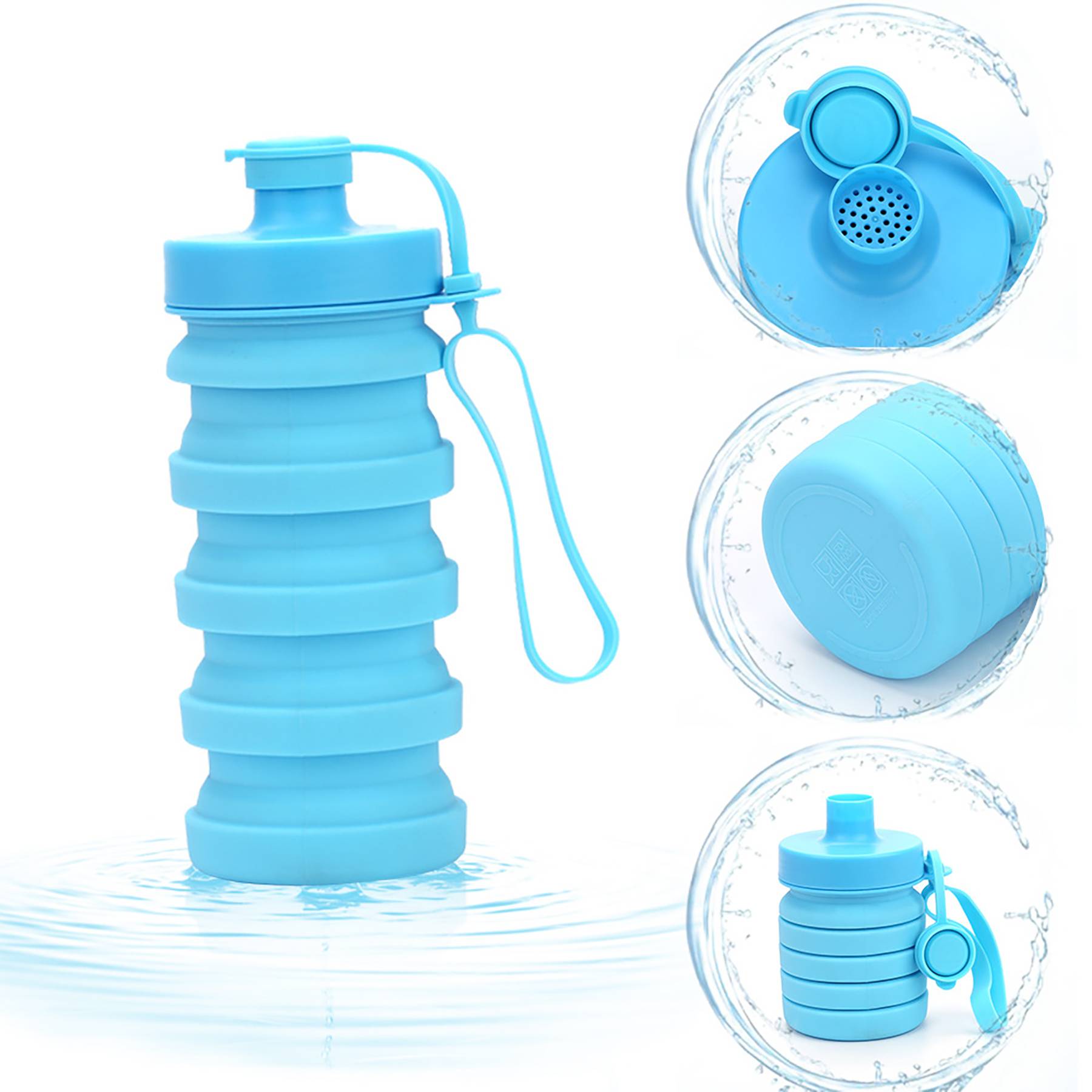 13.3 oz Collapsible Carabineer Silicone Water Bottle 5