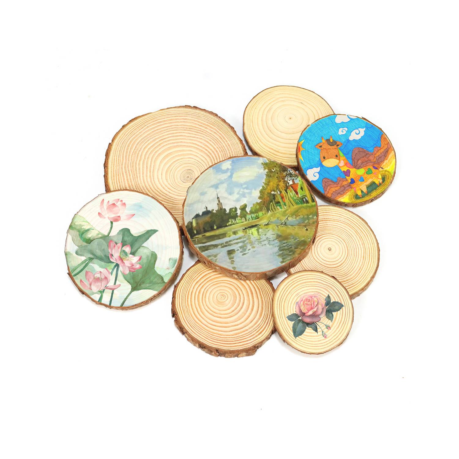 4-4.7 Inch DIY Kids Arts Round Wood Coaster 3