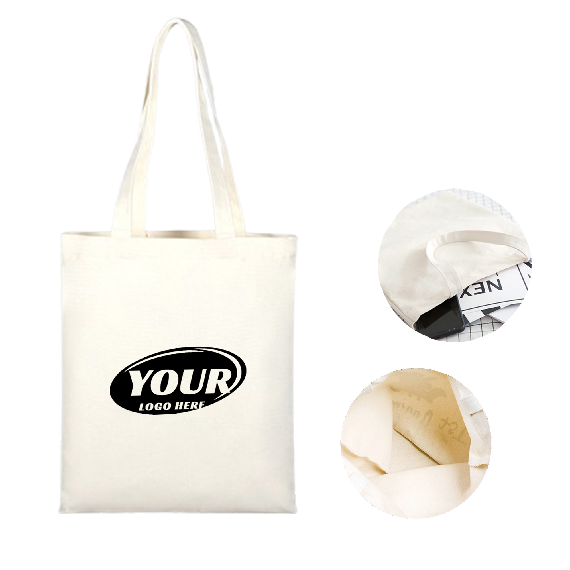 Customizable Logo Cotton Canvas Art Tote Bag, custom tote bag with logo imprint 2