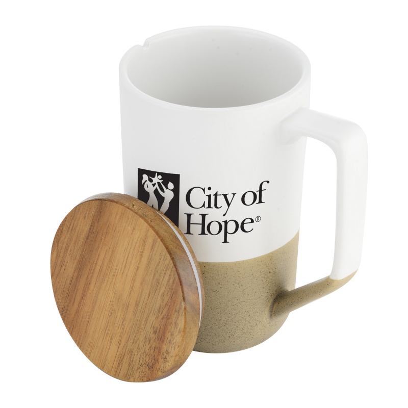 15 oz Ceramic Mug Wood Lid 2
