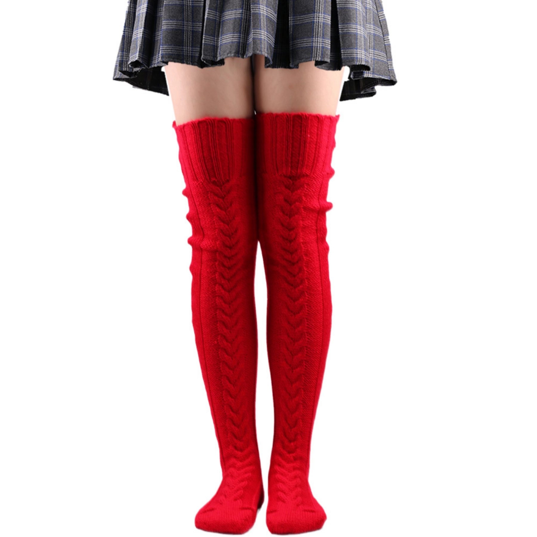 Women'S Cable Knitted Thigh High Boot Socks Extra Long 8