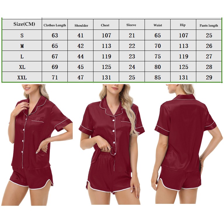 Women Silk Satin Pajamas Set 2
