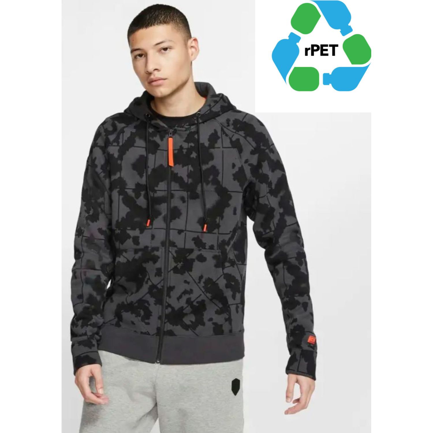 Men's rPET Recycled 100% Polyester Sublimation Performance Full-Zip Hoodie