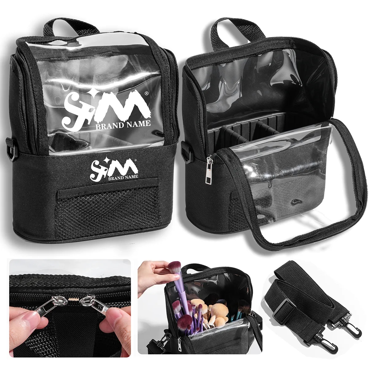 Large Waterproof Portable Travel Makeup Bag With Divider 2