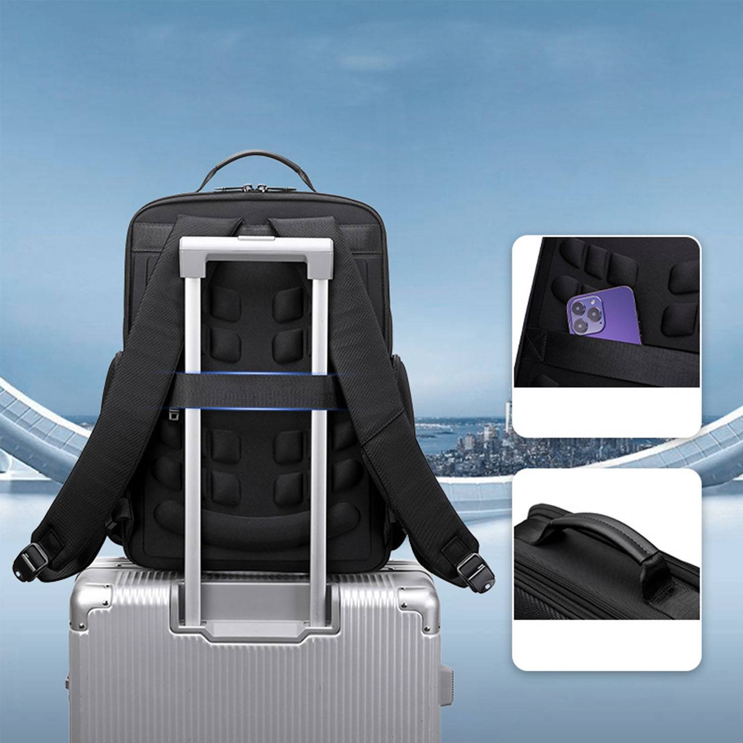 Oxford men's business water-repellent laptop backpack 4