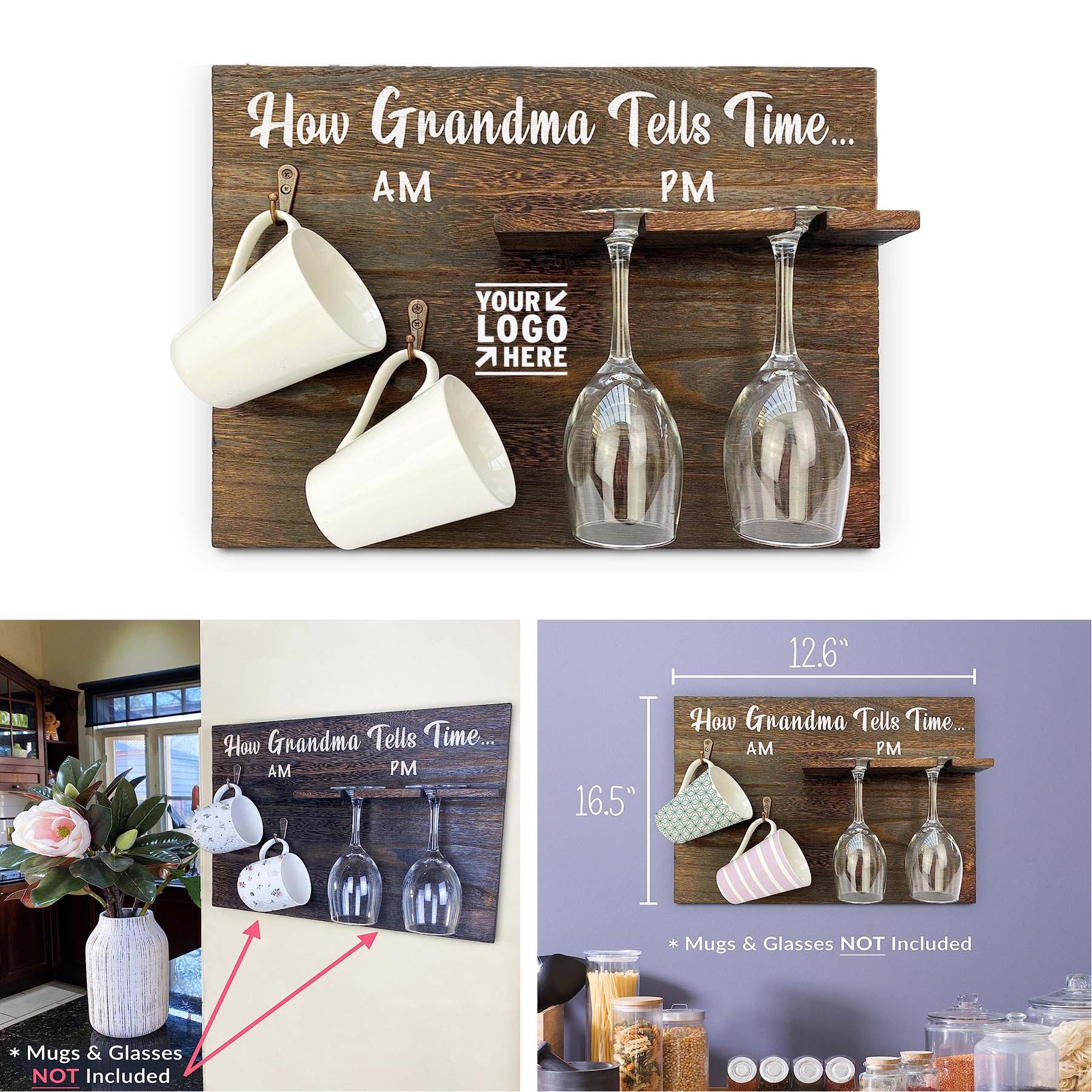 Grandma Mothers Day Birthday Gift Wooden Wine Glass Cup Holder 1