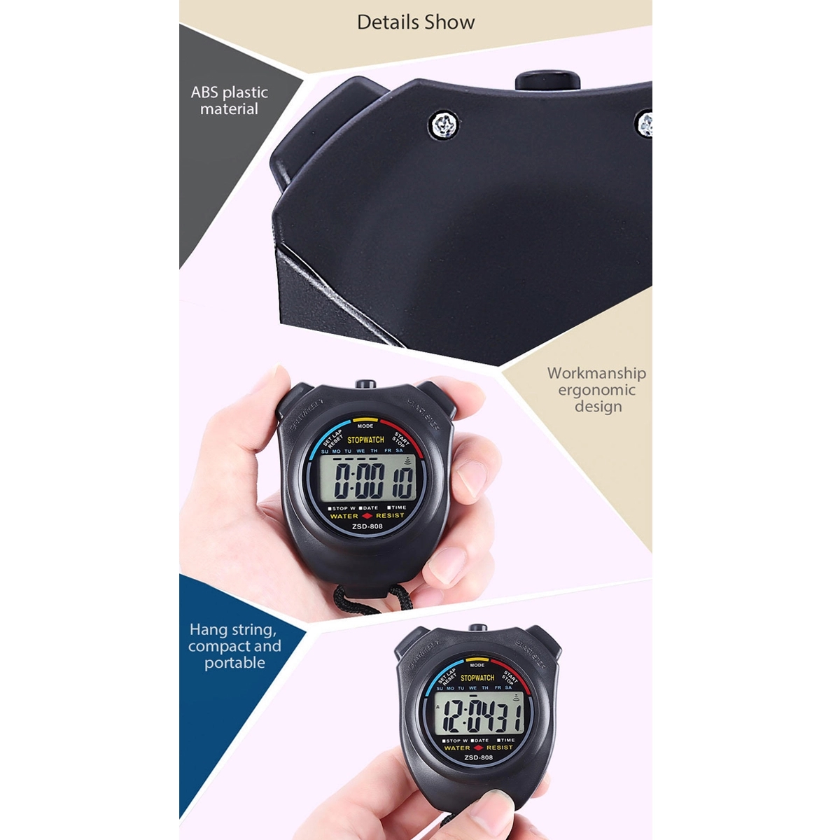 Water Resistant LCD Electronic Stopwatch 3