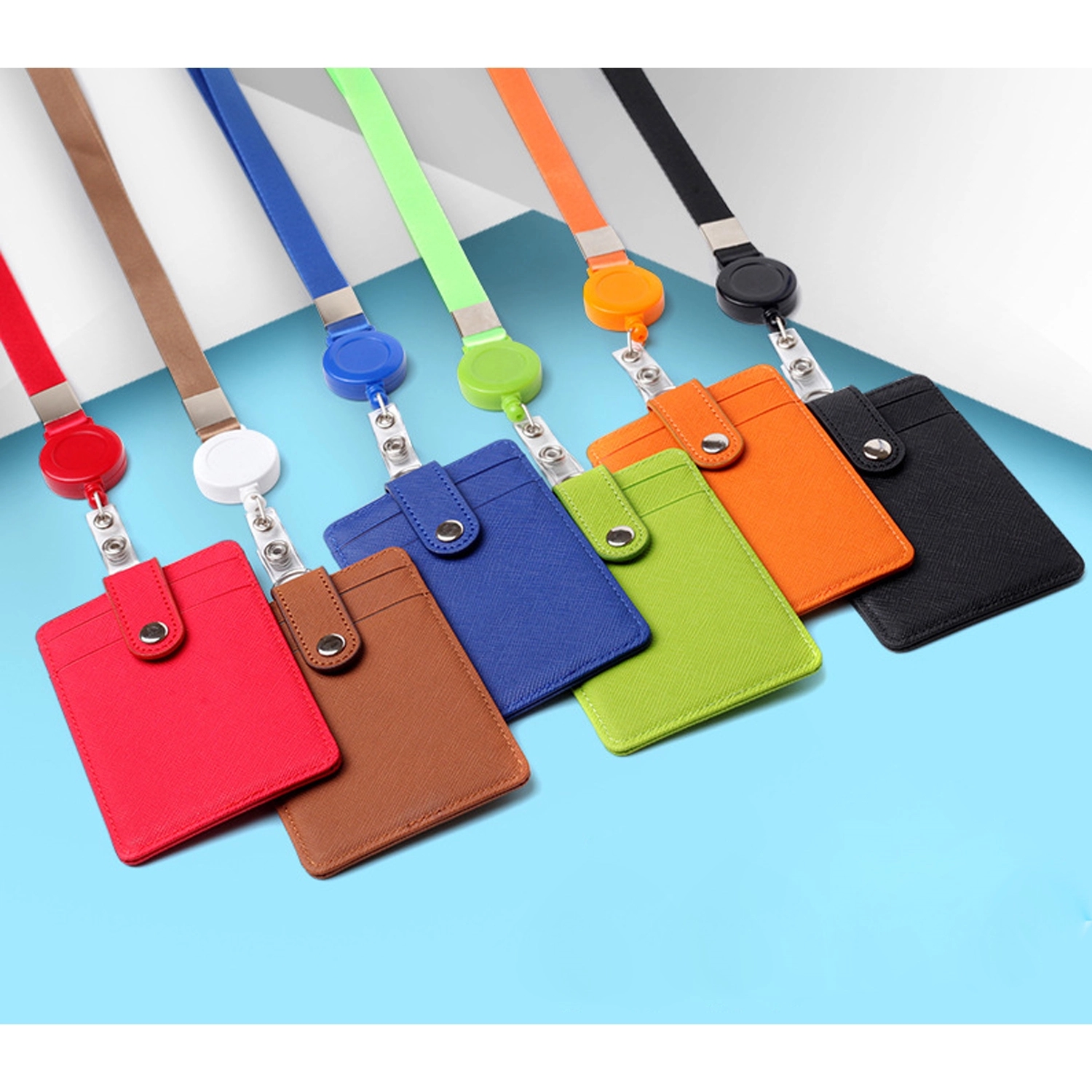 Leather Badge Holder With Adjustable Retractable Lanyards 3