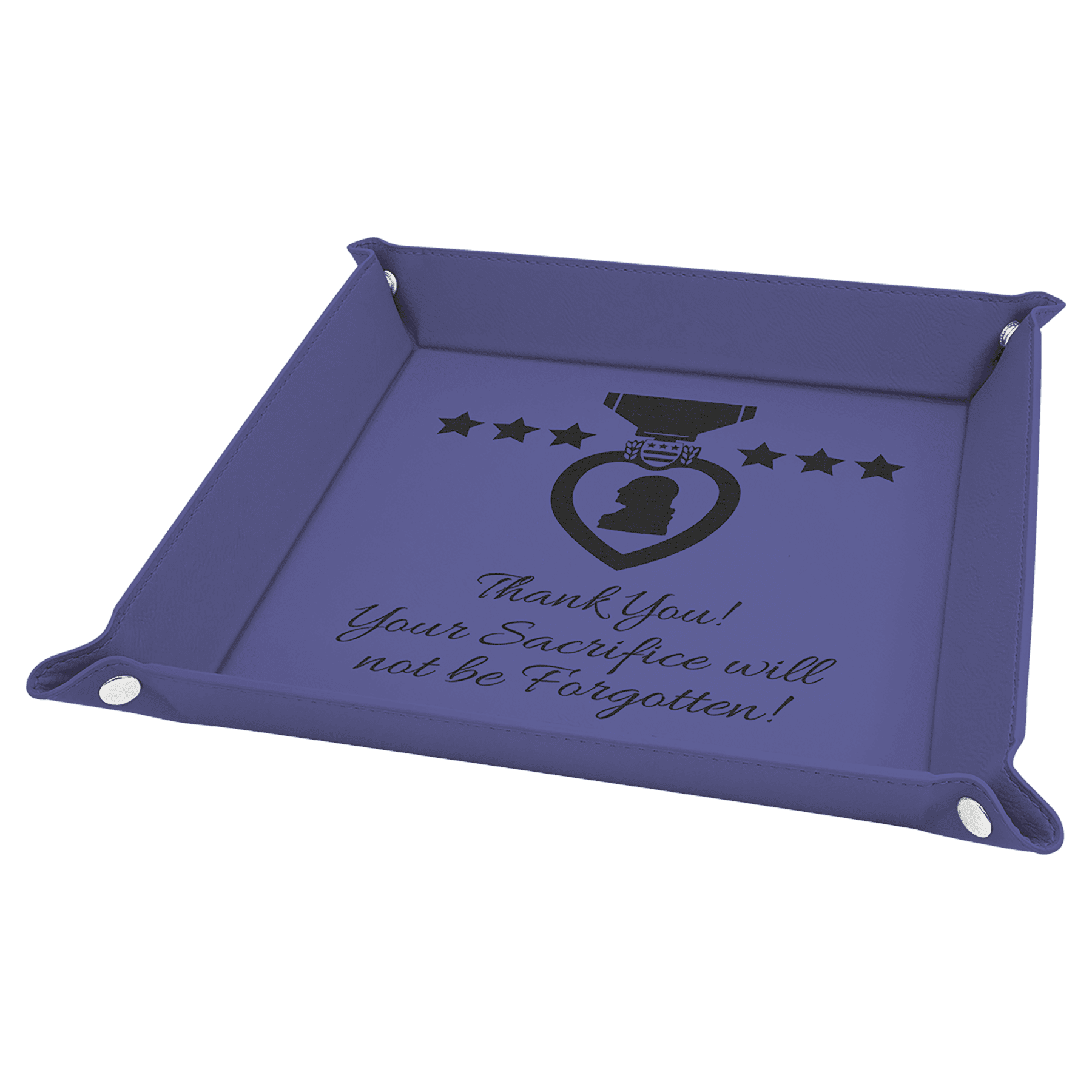 9" x 9" Purple Leatherette Snap Up Tray with Silver Snaps 2