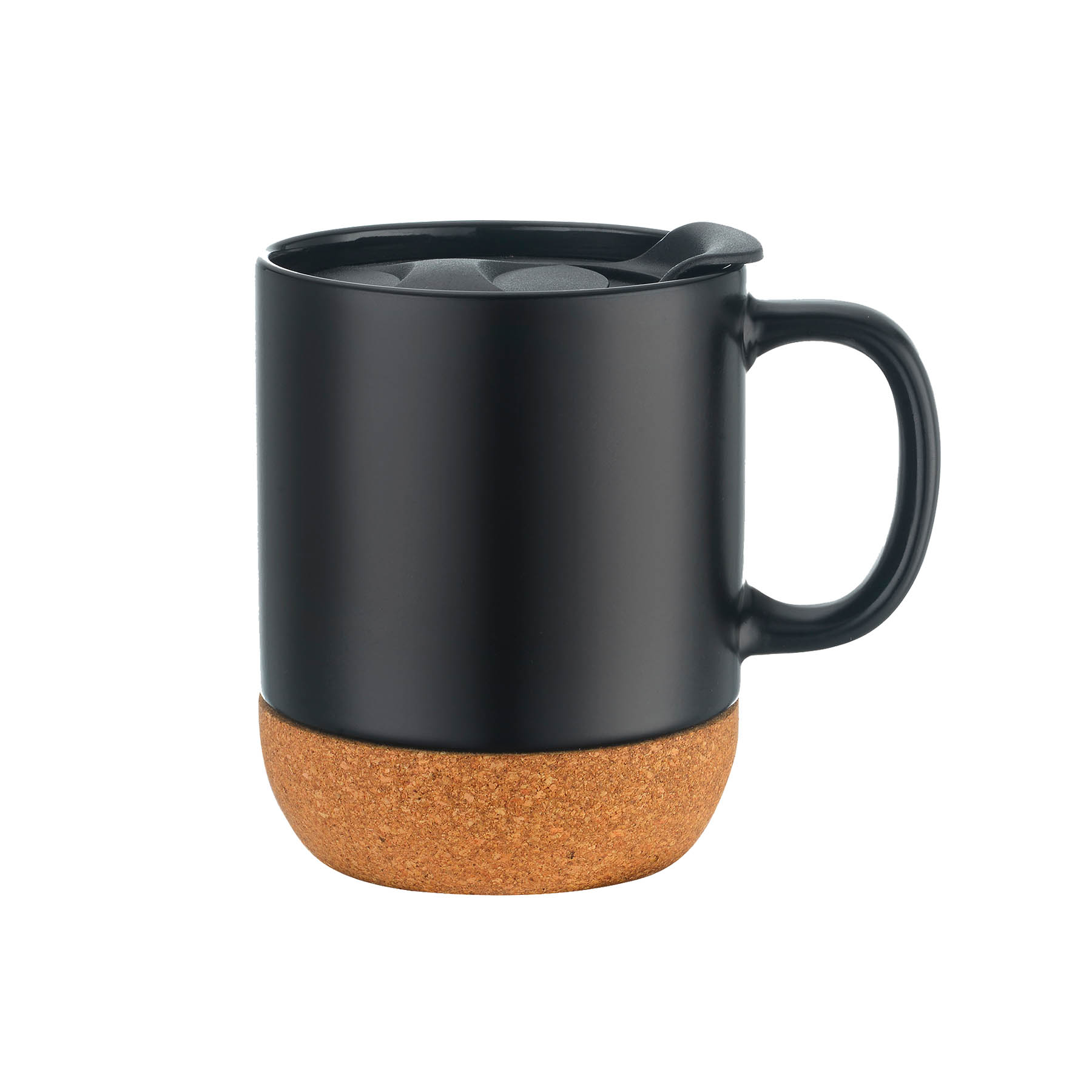 12 oz. Two-tone Barista Cork Bottom Ceramic Mug with Lid 6