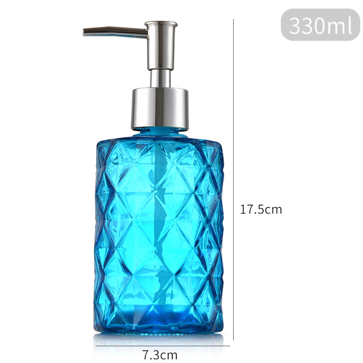 11 Oz Stylish Glass Soap Dispenser With Geometric Pattern 2