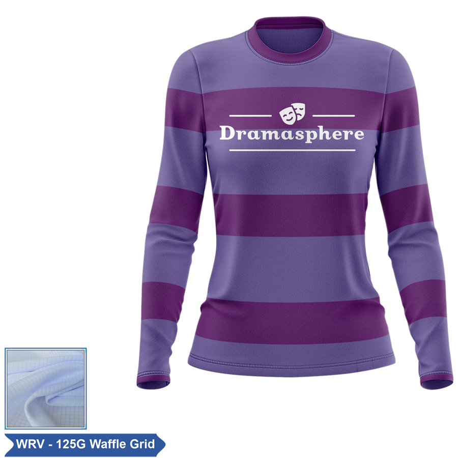 Women's Sublimation 125G Waffle Grid Long Sleeve T-Shirt 2