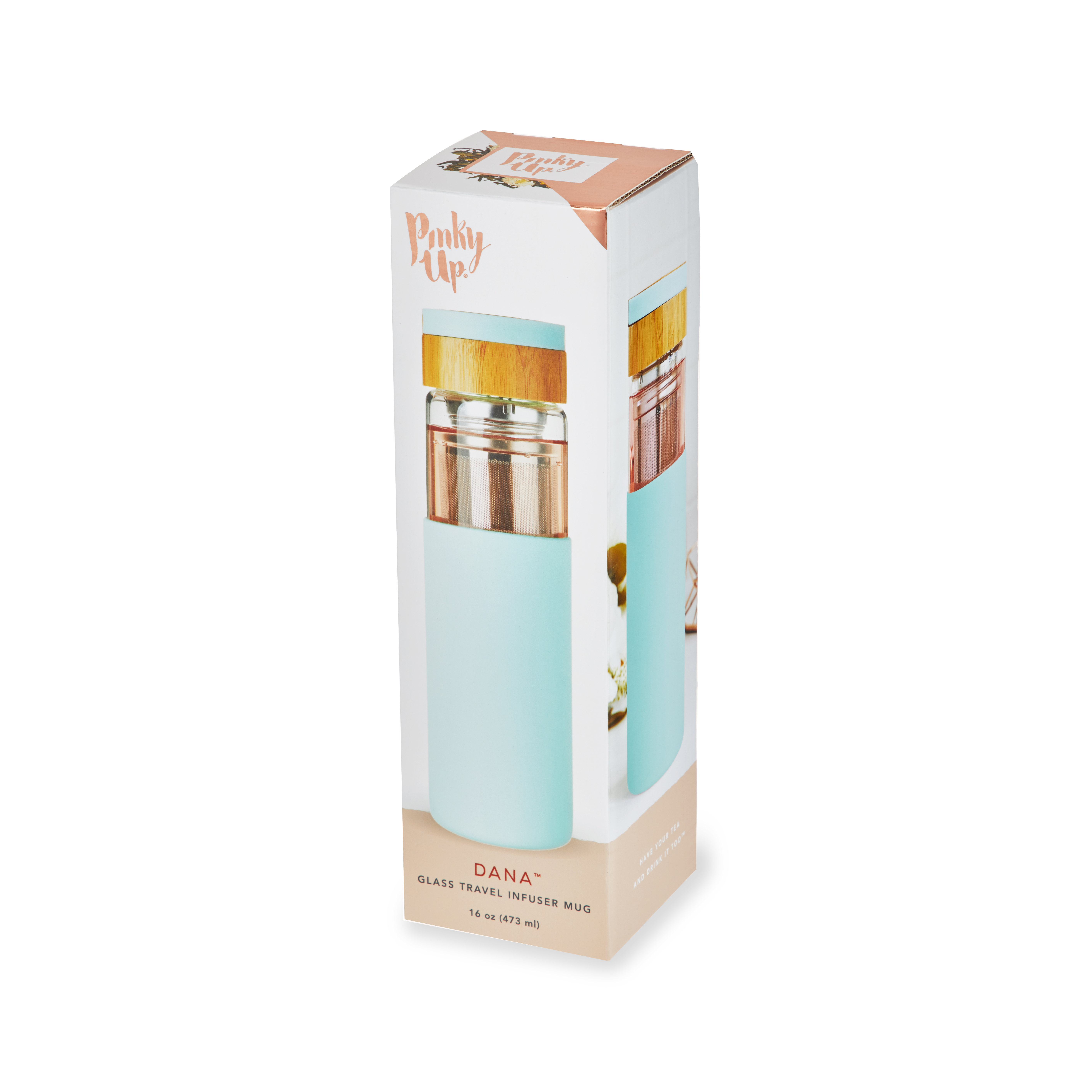 Pinky Up® Dana Glass Travel Tea Mug 13