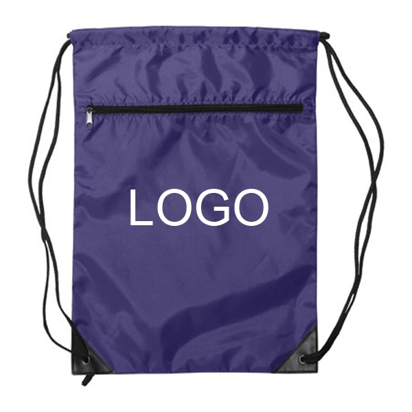 Denier Nylon Zipper Drawstring Backpack 4